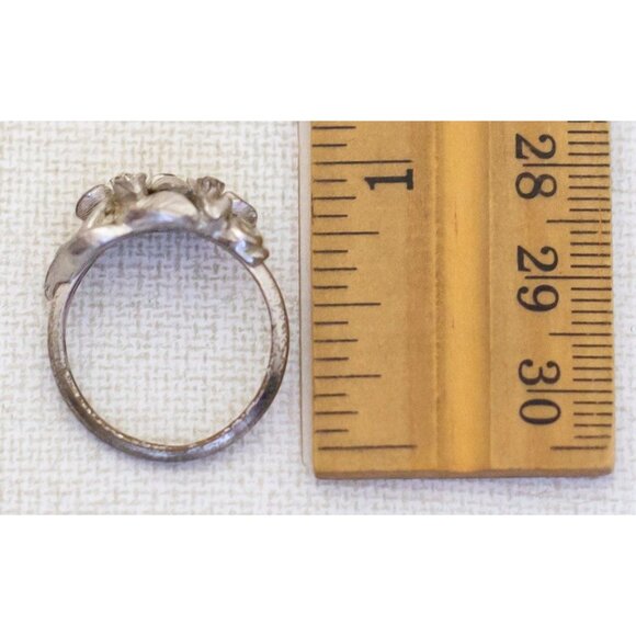 Size 7 1/2, Vintage Silver Tone Art Nouveau Elven Floral Ring by Avon - A26 - Picture 4 of 4